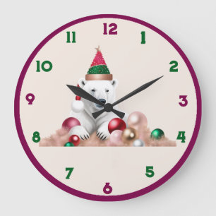     Wall Clock, 10" Round Natural Wood Frame Large Clock