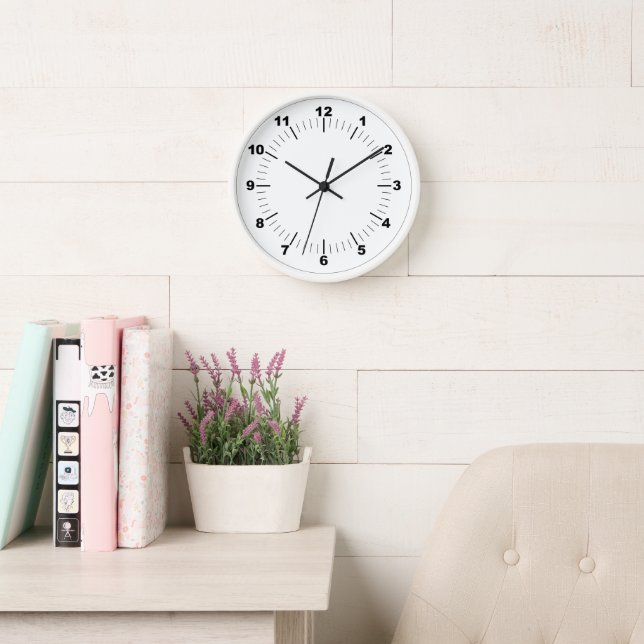 Wall Clock, 10" Round White Wooden Frame Clock (Reading Room)