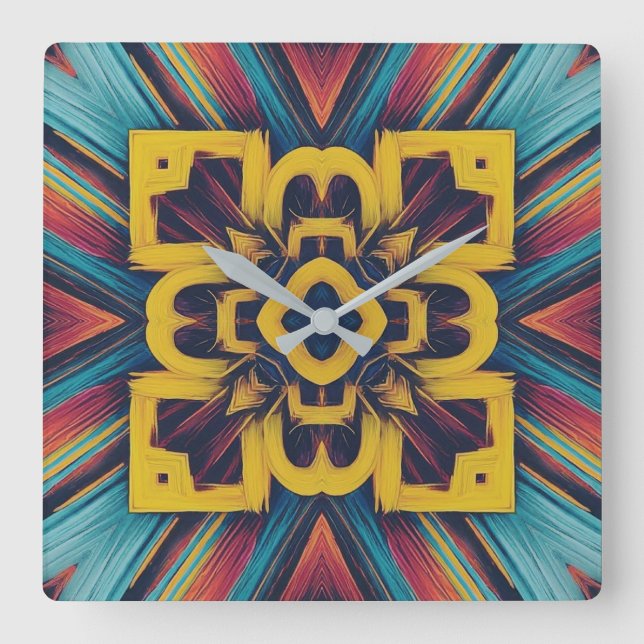 Wall Clock, A colourful classic design  Square Wal Clock (Front)