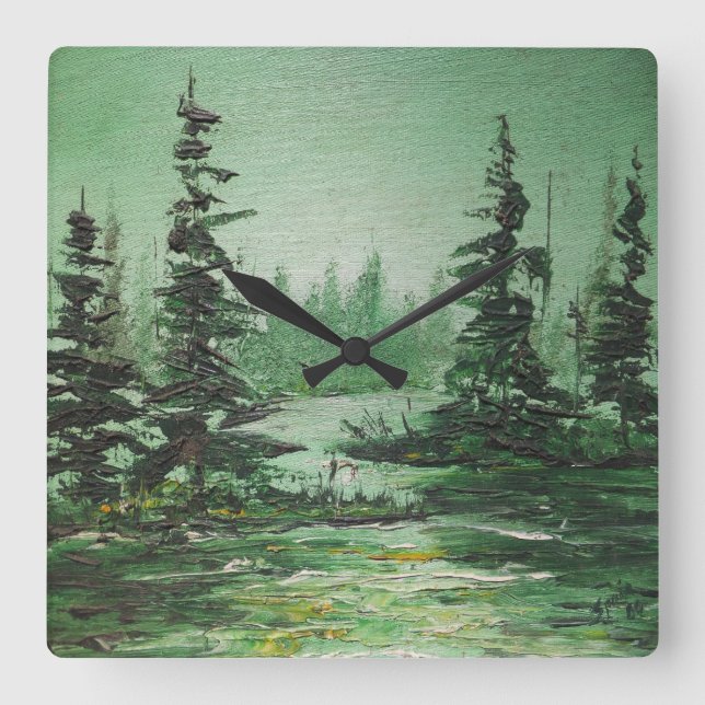 Wall Clock Ann Hayes Painting Green Forest (Front)