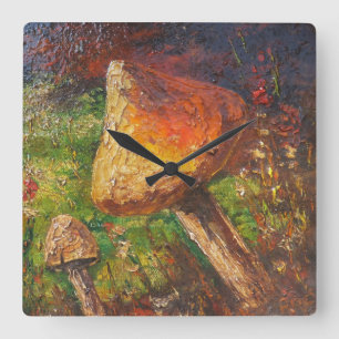 Wall Clock Ann Hayes Painting Mushroom