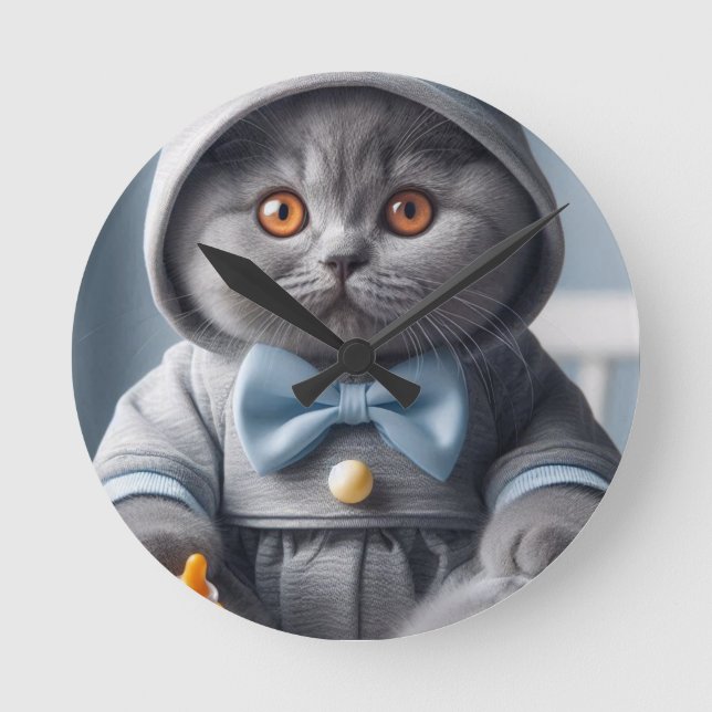 Wall Clock Baby British Shorthair (Front)