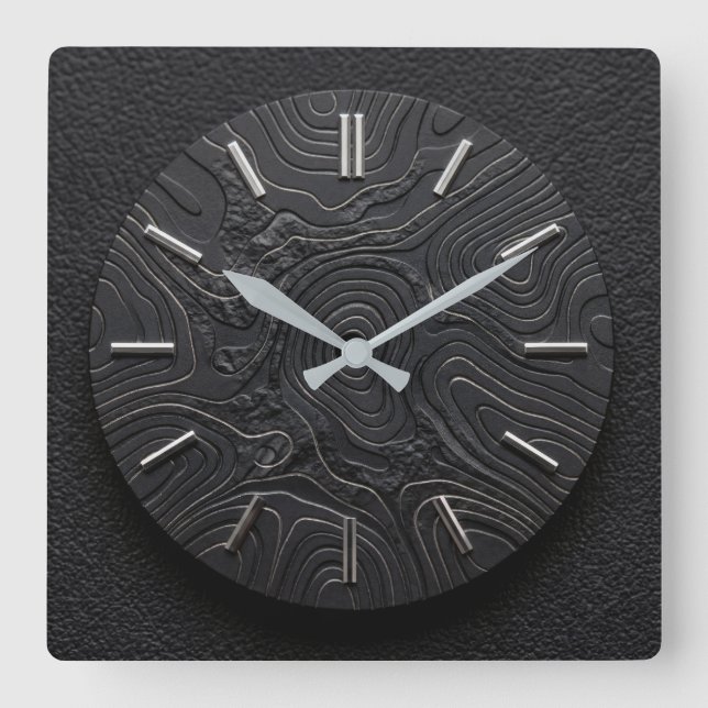 Wall Clock Black Basalt + Silver Style Dial (Front)