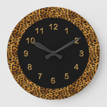 Wall Clock Black Leopard Print Animal