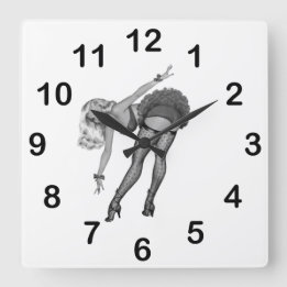Wall Clock Black White PinUp Girls (19)