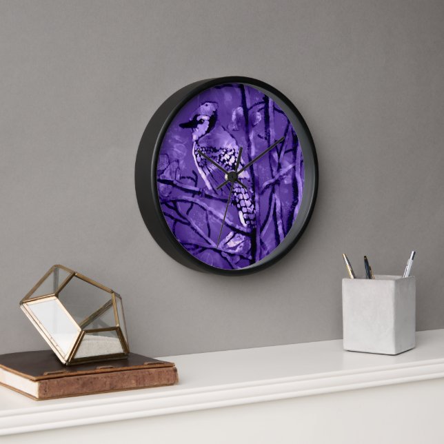 Wall Clock Blue Jay Whimsical Abstract (Office)