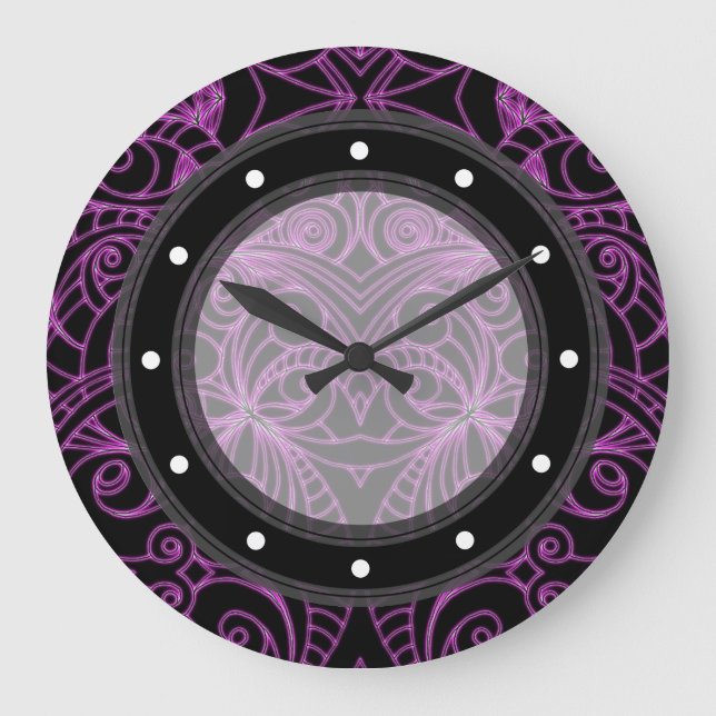 Wall Clock Drawing floral abstract (Front)