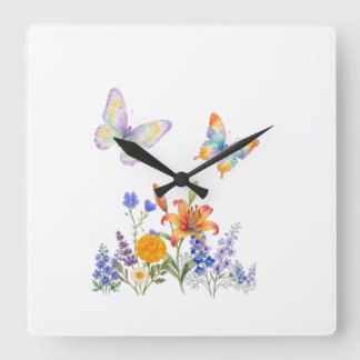 Wall Clock Flowers & Butterflies – Elegant Decor