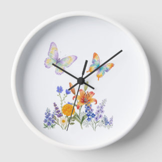 Wall Clock Flowers & Butterflies – Elegant Decor