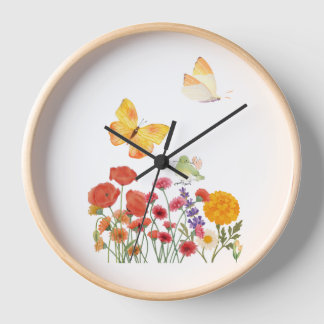 Wall Clock Flowers & Butterflies – Elegant Decor