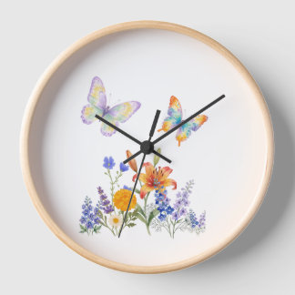 Wall Clock Flowers & Butterflies – Elegant Decor