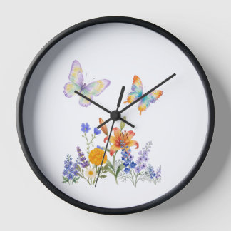 Wall Clock Flowers & Butterflies – Elegant Decor