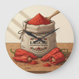 Wall Clock Hungarian Kalocsai Paprika Spice Art