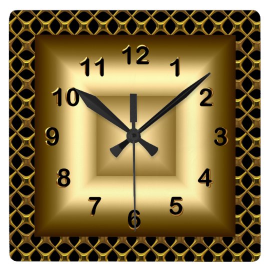 Wall Clock Metal Look Black Bronze Gold
