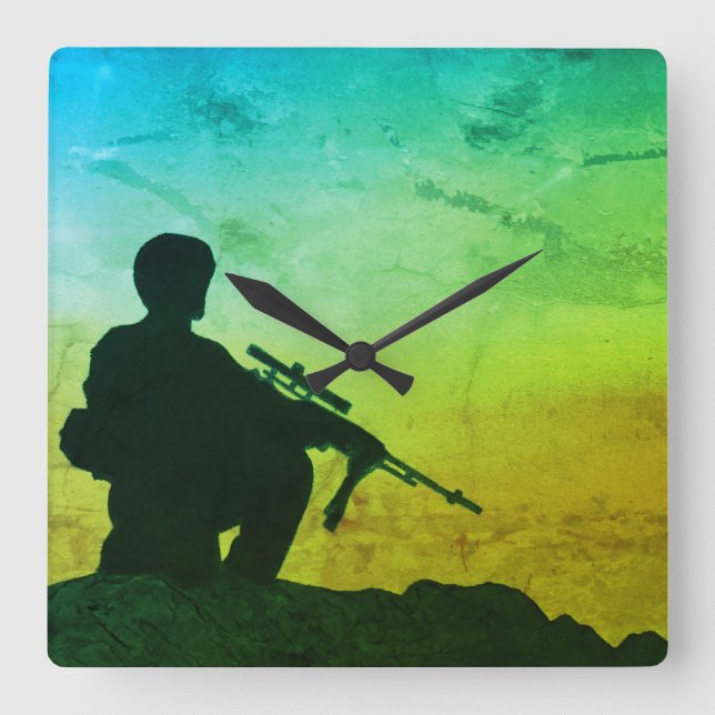 Wall Clock Military Soldier Silhouette (Front)