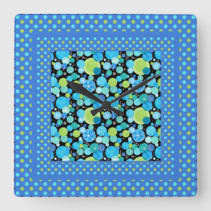 Wall Clock, Mix'n'Match: Blue Moons, Polka Dots Square Wall Clock
