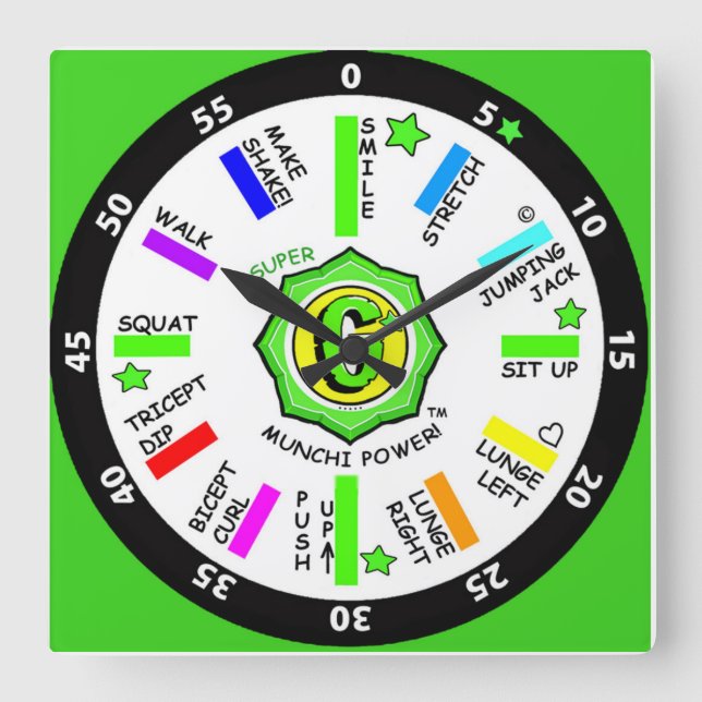 wall clock Munchi Power! 45-minute workout gym (Front)