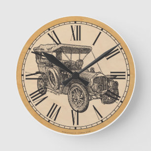 Wall Clock: Old Car Round Clock