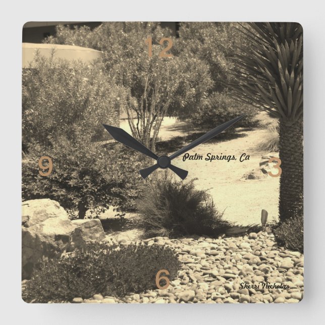 Wall Clock, Palm Springs, Ca Square Wall Clock (Front)