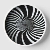 Wall Clock - Psychedelic Art Swirl B/W