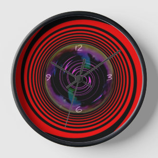 Wall Clock red & black swirl
