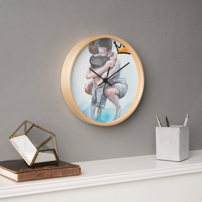 Wall Clock Round Natural Wood Frame (Office)
