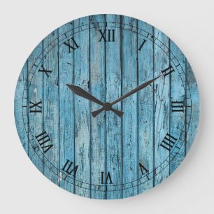 Wall Clock - Rustic Blue Roman Face