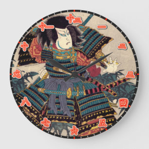 Wall Clock Samurai Japanese Kanji Numerals