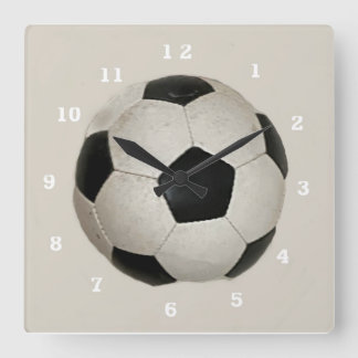 Wall Clock Soccer Square Modern