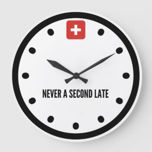 Wall Clock Swiss Design Never a Second Late
