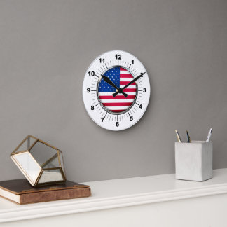 Wall Clock, USA 8" Round Acrylic Round Clock