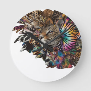 Wall Clock – Vibrant Wild Leopard Art Design