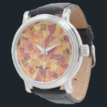 Wall Clock Watch<br><div class="desc">Enhance your home decor with a touch of glamour by incorporating our orange and gold-toned stained glass in a seamless pattern. This perfect design adds a stylish element to any room.</div>