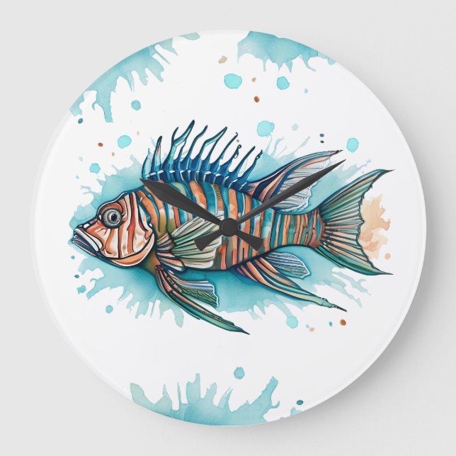 Wall Clock - Watercolor Series: Lionfish (Front)