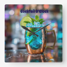 Wall clock with a colorful mixed drink design.