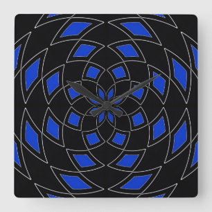 Wall Clock with black blue Abstract Design