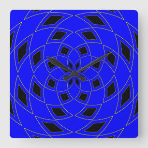 Wall Clock with blue black Abstract Design