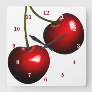 Wall Clock with Cherries