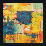 Wall clock with colorful abstract design<br><div class="desc">This wall clock is perfect for any wall in your house and makes a perfect house warming gift.</div>