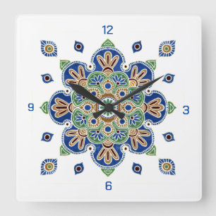 Wall Clock with Colourful Medallion design