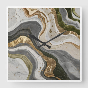 Wall clock with dreamy green marble design