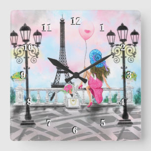 Wall Clock with Eiffel Tower