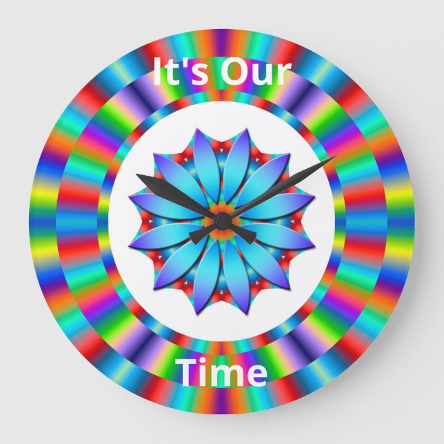 Wall Clock with Festive, Colourful Circular Design (Front)