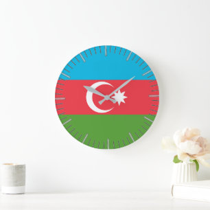 Wall Clock with Flag of Azerbaijan