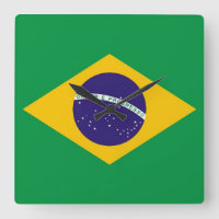 Wall Clock with Flag of Brazil