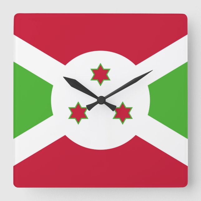Wall Clock with Flag of Burundi (Front)