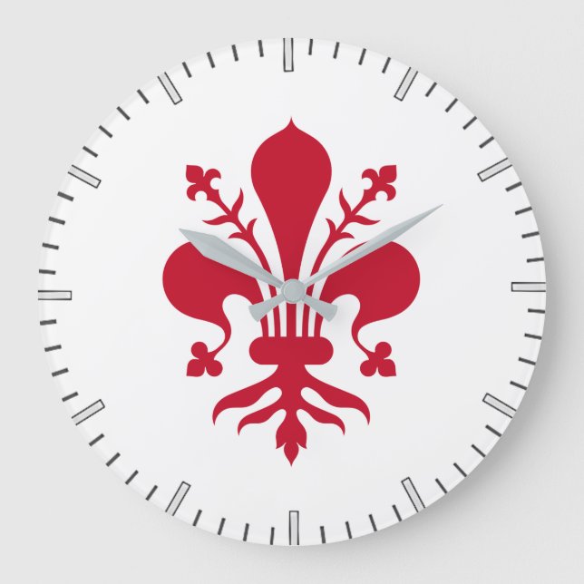 Wall Clock with Flag of Florence, Italy (Front)
