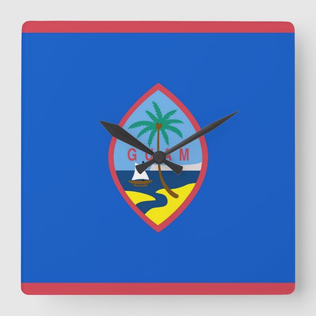Wall Clock with Flag of Guam, USA (Front)