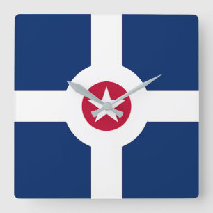 Wall Clock with Flag of Indianapolis City, USA