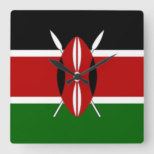 Wall Clock with Flag of Kenya